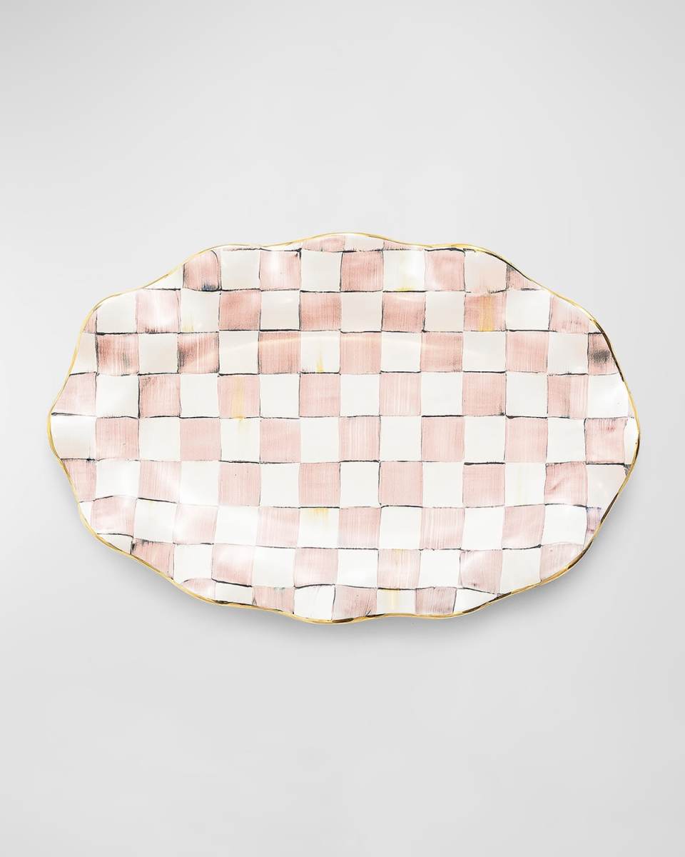 Rosy Check Ceramic Serving Platter
